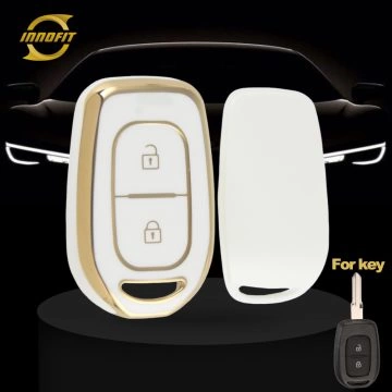 REC2T1-White-Gold Plating- Car Key Cover For Renault