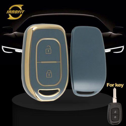 REC2T1-Granny Grey-Gold Plating- Car Key Cover For Renault