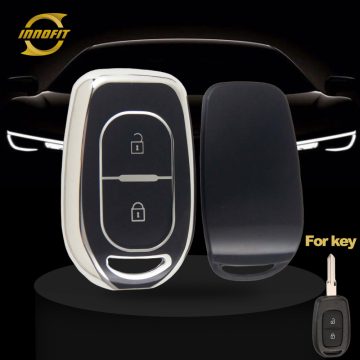 REC2T1-Black-Silver Plating- Car Key Cover For Renault