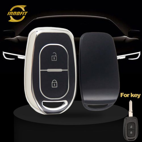 REC2T1-Black-Silver Plating- Car Key Cover For Renault
