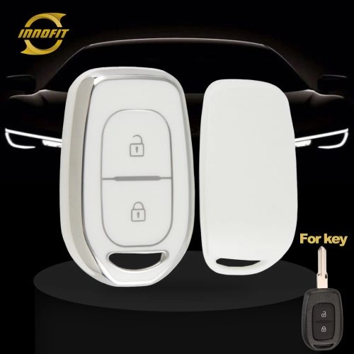 REC2T1-White-Silver Plating- Car Key Cover For Renault