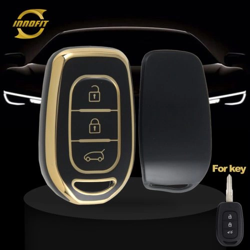 REC1T1-Black-Gold Plating- Car Key Cover For Renault