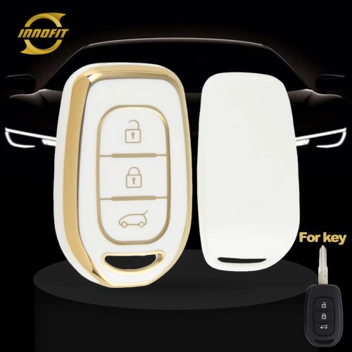 REC1T1-White-Gold Plating- Car Key Cover For Renault