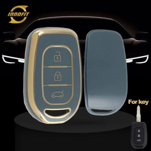 REC1T1-Granny Grey-Gold Plating- Car Key Cover For Renault