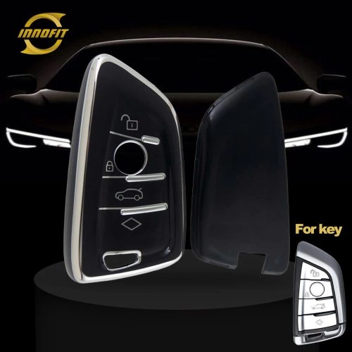 BMB1T1-블랙-실버 도금-BMW 용 자동차 키 커버