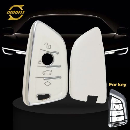 BMB1T1- 화이트-실버 도금- BMW 용 자동차 키 커버