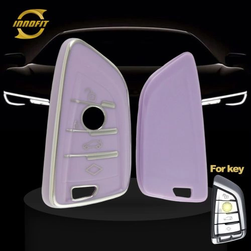 BMB1T1-Purple-Silver Plating- Car Key Cover For BMW