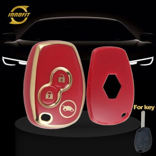 RED1T1-Red-Gold Plating- Capa para chave de carro para Renault