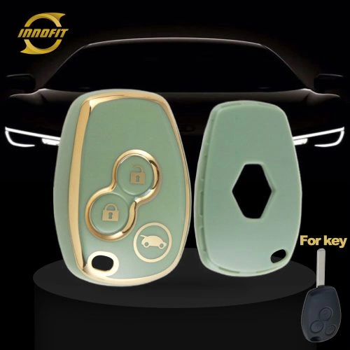 RED1T1-Green-Gold Plating- Car Key Cover For Renault