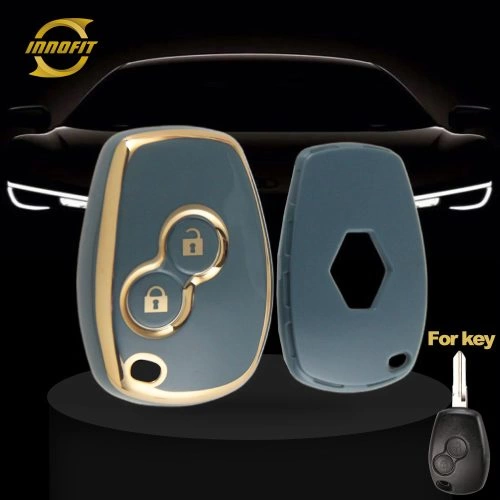 RED2T1-Granny Grey-Gold Plating- Car Key Cover For Renault