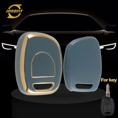 REE1T1-Granny Grey-Gold Plating- Car Key Cover For Renault