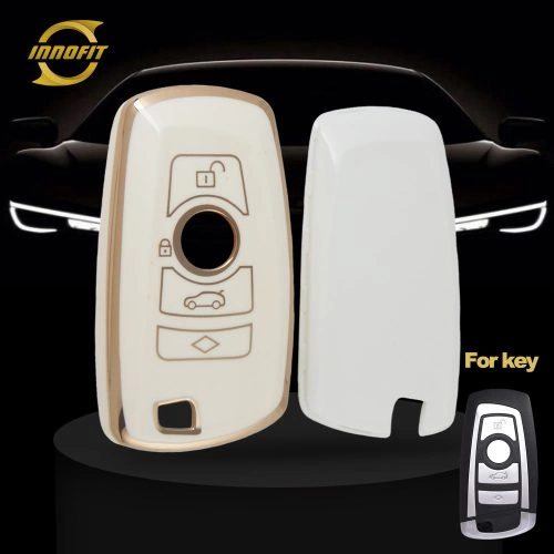BMC1T1-White-Gold Plating- Car Key Cover For BMW