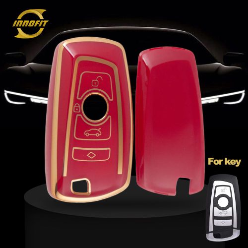 BMC1T1-Red-Gold Plating- Car Key Cover For BMW