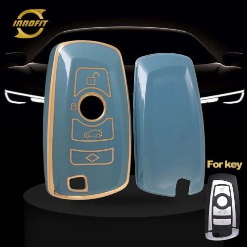 BMC1T1-Granny Grey-Gold Plating- Car Key Cover For BMW