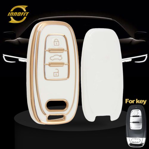 AUB1T1-White-Gold Plating- Car Key Cover For Audi