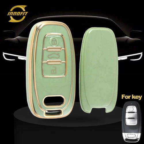 AUB1T1-Green-Gold Plating- Car Key Cover For Audi
