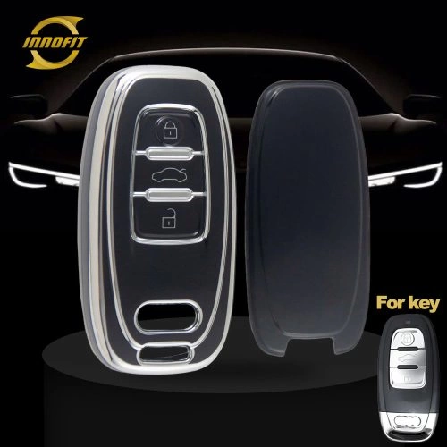 AUB1T1-Black-Silver Plating- Car Key Cover For Audi