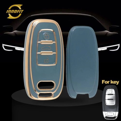 AUB1T1-Granny Grey-Gold Plating- Car Key Cover For Audi