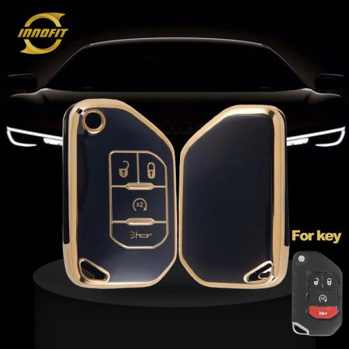 JED1T1-Black-Gold Plating- Car Key Cover For Jeep