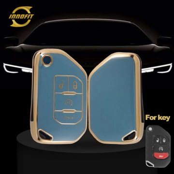 JED1T1-Granny Grey-Gold Plating- Car Key Cover For Jeep