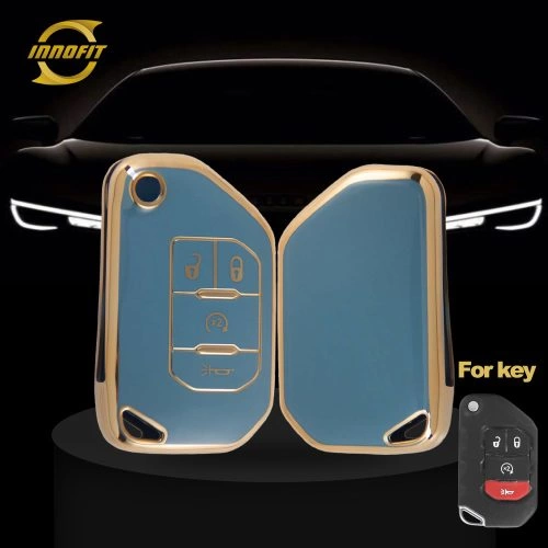 JED1T1-Granny Grey-Gold Plating- Car Key Cover For Jeep