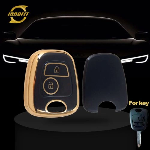 PUF2T1-Black-Gold Plating- Car Key Cover For Peugeot Citroen
