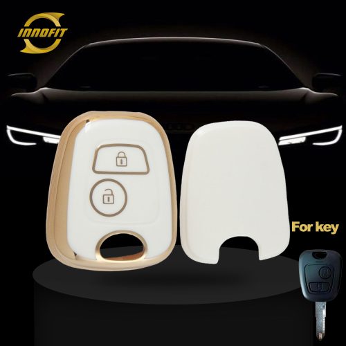 PUF2T1-White-Gold Plating- Car Key Cover For Peugeot Citroen