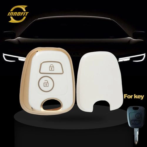 PUF2T1- 화이트-골드 도금- 푸조 시트로엥 용 자동차 키 커버