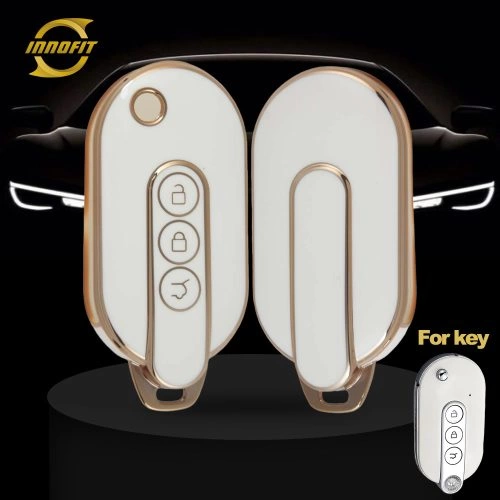 WUF1T1-White-Gold Plating- Car Key Cover For Wuling
