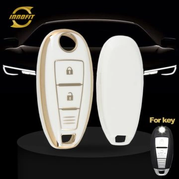 SUA1T1-White-Gold Plating- Car Key Cover For Suzuki