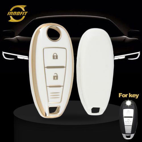 SUA1T1-White-Gold Plating- Car Key Cover For Suzuki