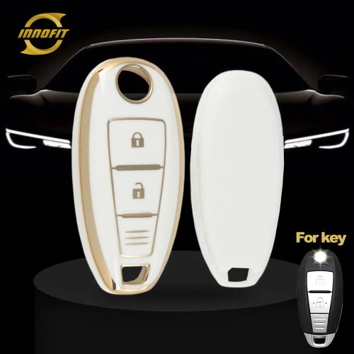 SUA1T1- 화이트-골드 도금- 스즈키 용 자동차 키 커버