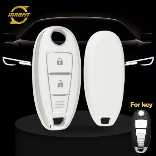 SUA1T1-White-Silver Plating- Car Key Cover For Suzuki