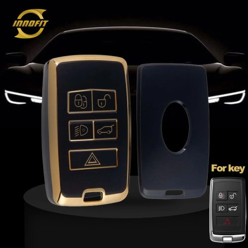 LAB1T1-Black-Gold Plating- Car Key Cover For Landrover Jaguar