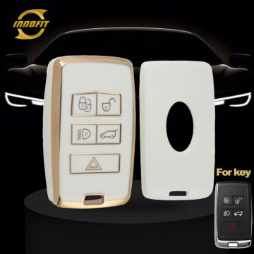 LAB1T1-White-Gold Plating- Car Key Cover For Landrover Jaguar