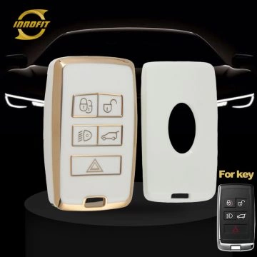 LAB1T1-White-Gold Plating- Car Key Cover For Landrover Jaguar