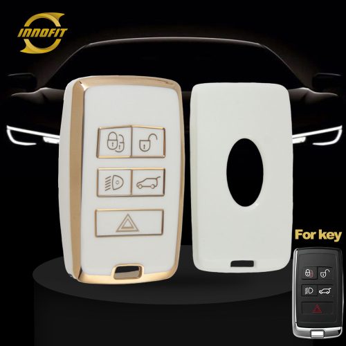 LAB1T1-White-Gold Plating- Car Key Cover For Landrover Jaguar