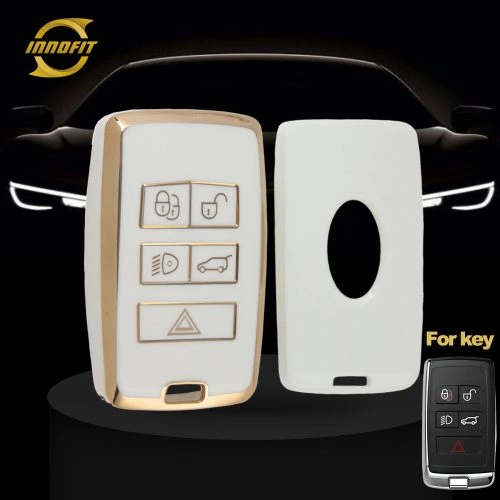 LAB1T1-White-Gold Plating- Car Key Cover For Landrover Jaguar