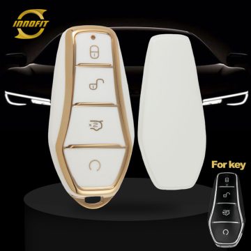 BYD1T1-White-Gold Plating- Car Key Cover For BYD