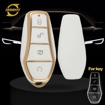 BYD1T1-White-Gold Plating- Car Key Cover For BYD