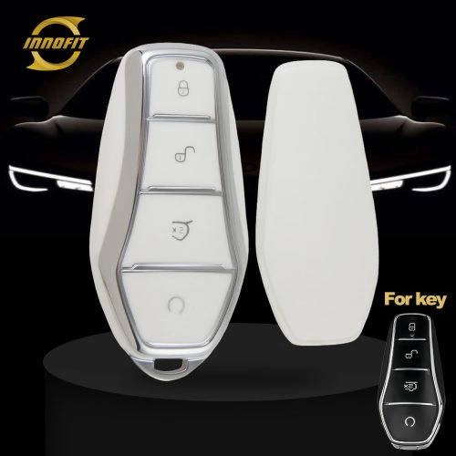 BYD1T1-White-Silver Plating- Car Key Cover For BYD