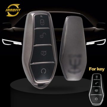 BYD1T1-Black-Metal Gray Plating- Car Key Cover For BYD