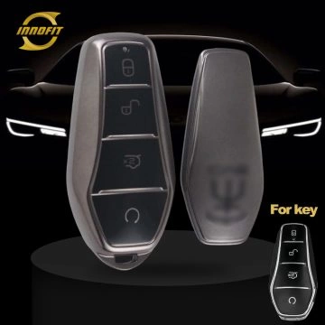 BYD1T1-Black-Metal Gray Plating- Car Key Cover For BYD