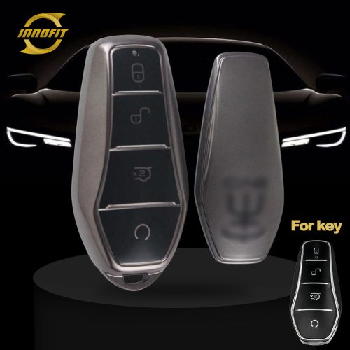 BYD1T1-Black-Metal Gray Plating- Car Key Cover For BYD