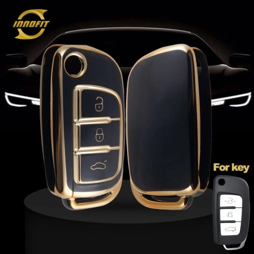 GED1T1-Black-Gold Plating- Car Key Cover For Geely Auto