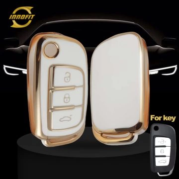 GED1T1-White-Gold Plating- Car Key Cover For Geely Auto