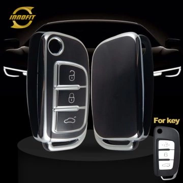 GED1T1-Black-Silver Plating- Car Key Cover For Geely Auto