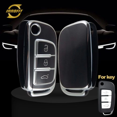 GED1T1-Black-Silver Plating- Car Key Cover For Geely Auto