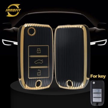 ROC1T1-Black-Gold Plating- Car Key Cover For Roewe Morris Garages