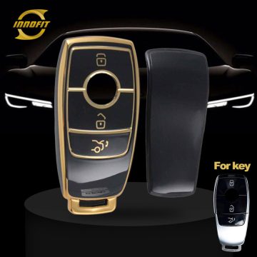MEB1T1-Black-Gold Plating- Car Key Cover For Mercedes-Benz